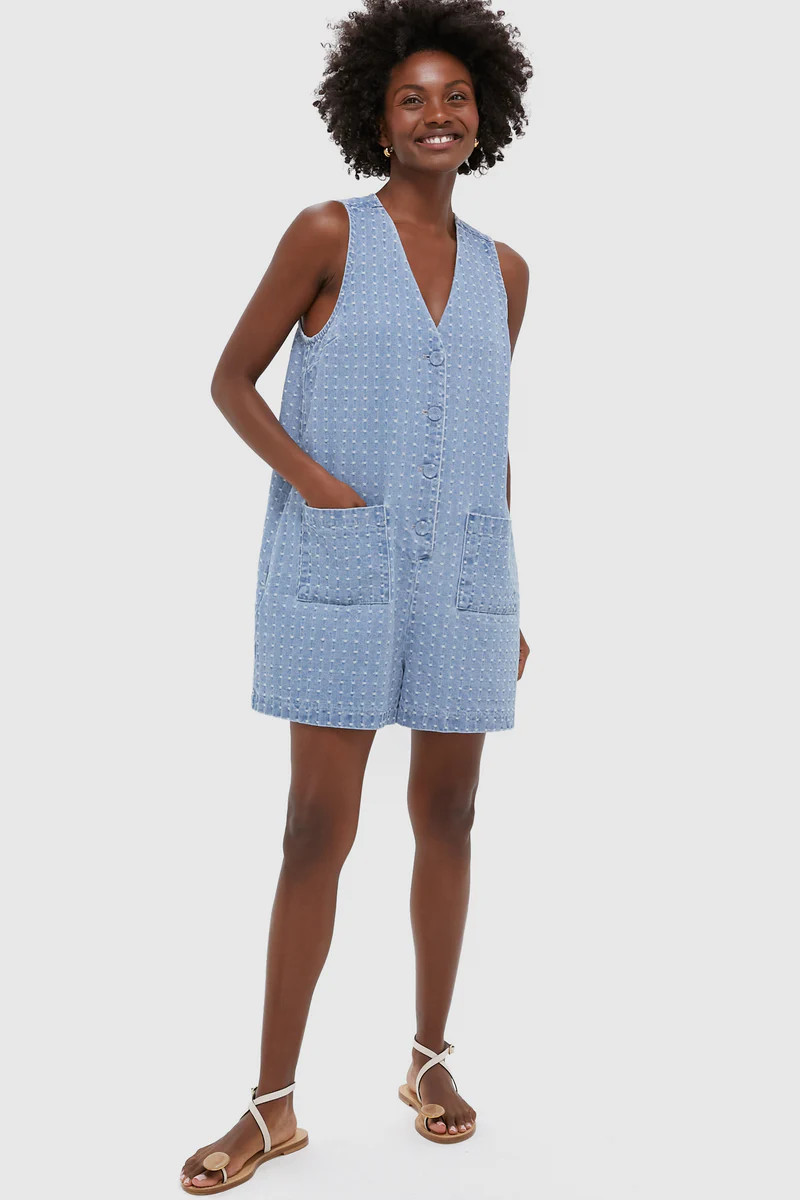Light Wash Denim Dot Myla Romper | Tuckernuck (US)