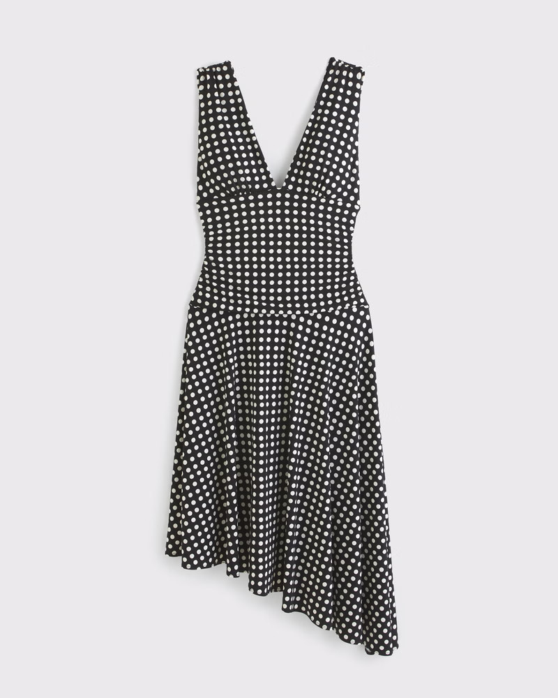 Plunge Ruched Knit Midi Dress | Abercrombie & Fitch (US)