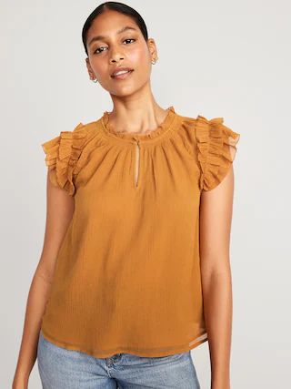 Ruffle-Trim Smocked Top for Women | Old Navy (US)