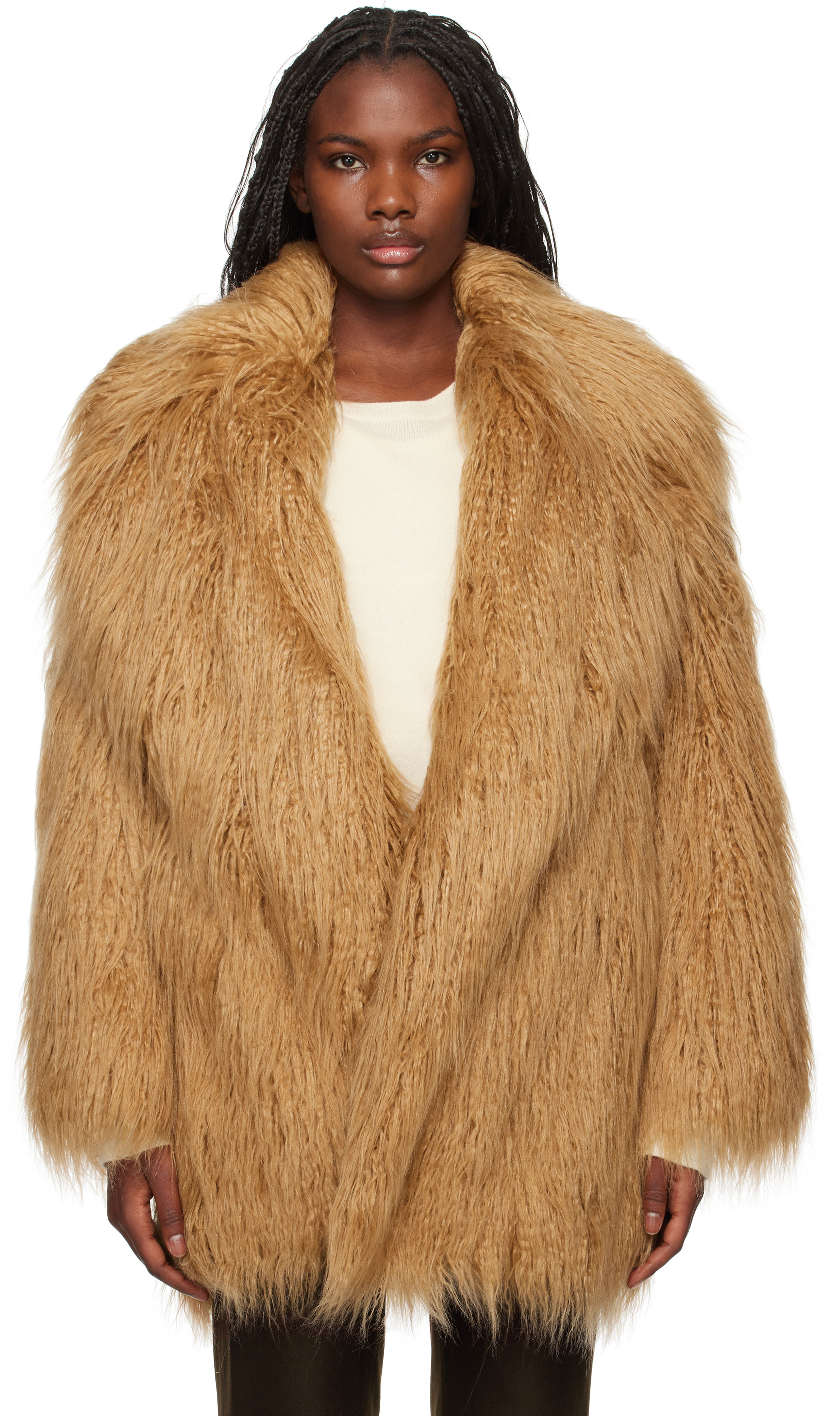 The Frankie Shop Brown Miley Faux-Fur Coat | SSENSE