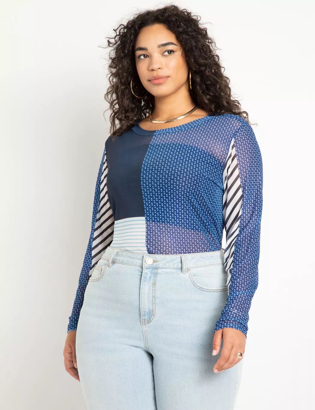 Mesh Crew Neck Top | Eloquii