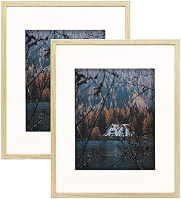 Frametory, Frame with Ivory Mat for Photo - Smooth Wood Grain Finish - Sawtooth Hangers, Real Gla... | Amazon (US)