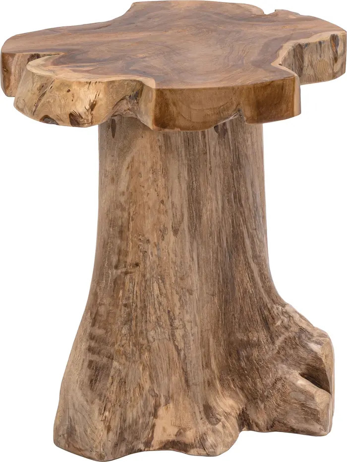 Amara Rustic Modern Handcrafted Live Edge Solid Teak Wood Stump Stool | Nordstrom