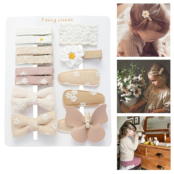 13 Pcs Hair Clips for Girls with Bows Butterfly Flower,2" Fully Lined Alligator Clips and Barrett... | Amazon (US)