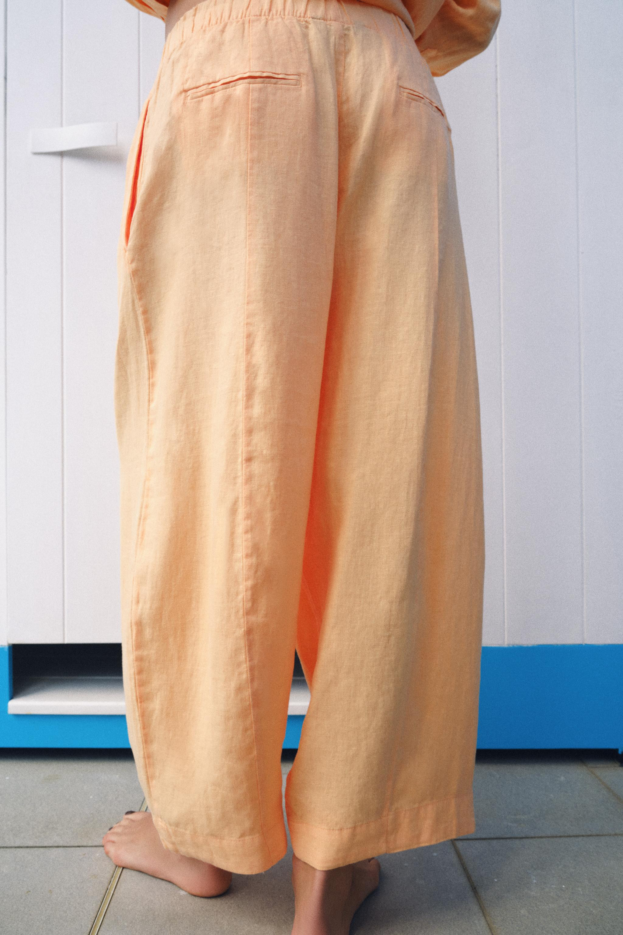 ZW COLLECTION LINEN BARREL TROUSERS | Zara UK