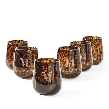 Tortoise Stemless Wine Glasses, Set of 6 | Mark and Graham | Mark and Graham