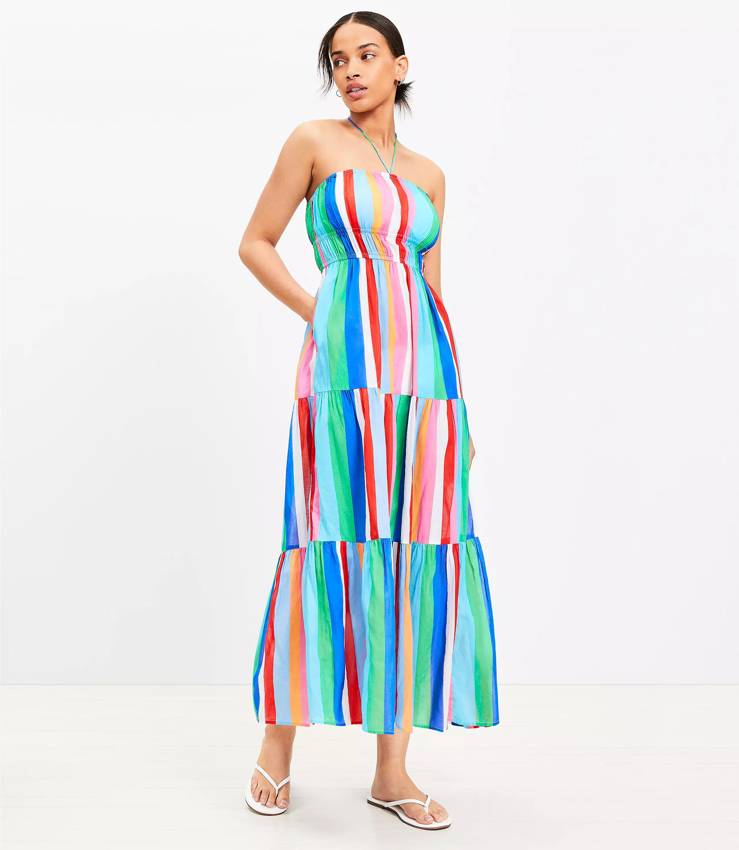 LOFT Beach Halter Maxi Swimsuit Coverup Pocket Dress | LOFT