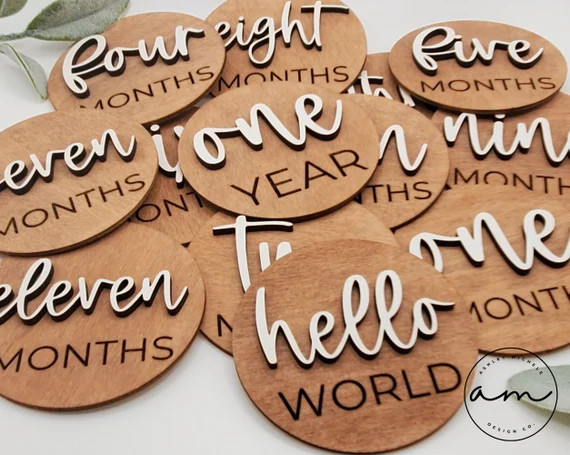 Baby Monthly Milestone Markers  Wooden  Boho  Baby Photos  - Etsy | Etsy (US)