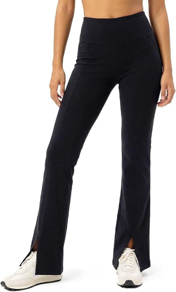 Zylioo Women’s Tall Cotton Flare Leggings with Side Pockets, High Waist Extra Long Full Length ... | Amazon (US)