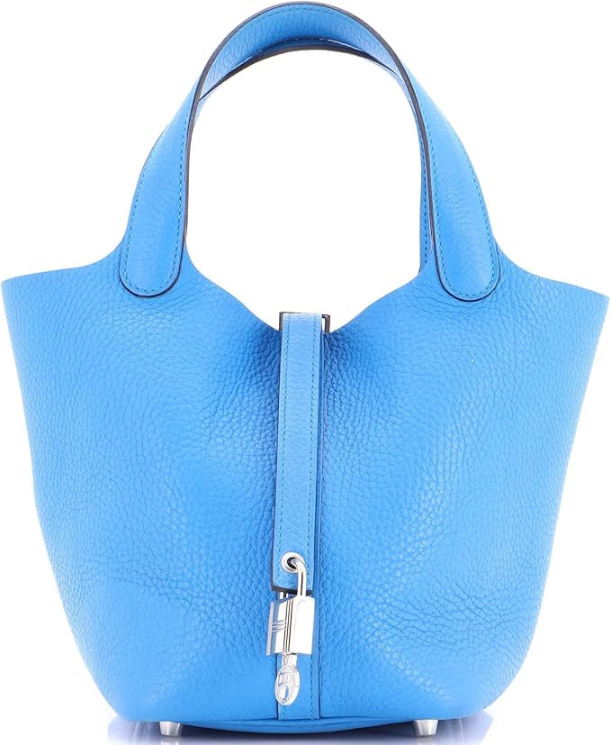 Amazon.com: Hermès, Pre-Loved Picotin Lock Bag Clemence PM, Bleu Zanzibar : Amazon Luxury | Amazon (US)