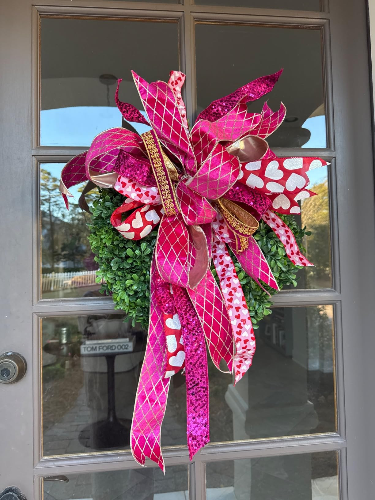 MAYREEL 2.5 Inch Moss Green and Gold Velvet Wired Ribbon Metallic Diamond Glitter Grid for Christ... | Amazon (US)