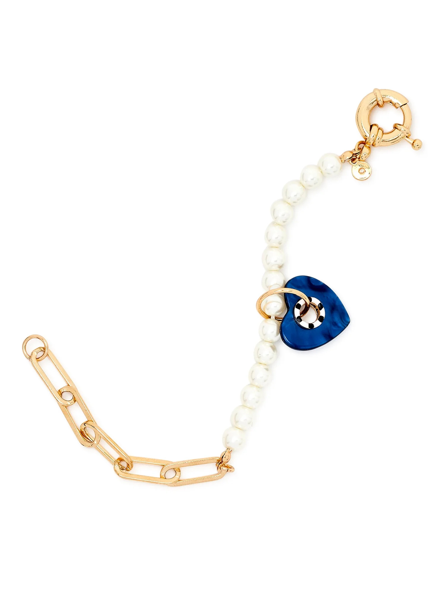 Scoop Womens 14KT Gold Flash-Plated Simulated Pearl and Link Toggle Bracelet - Walmart.com | Walmart (US)