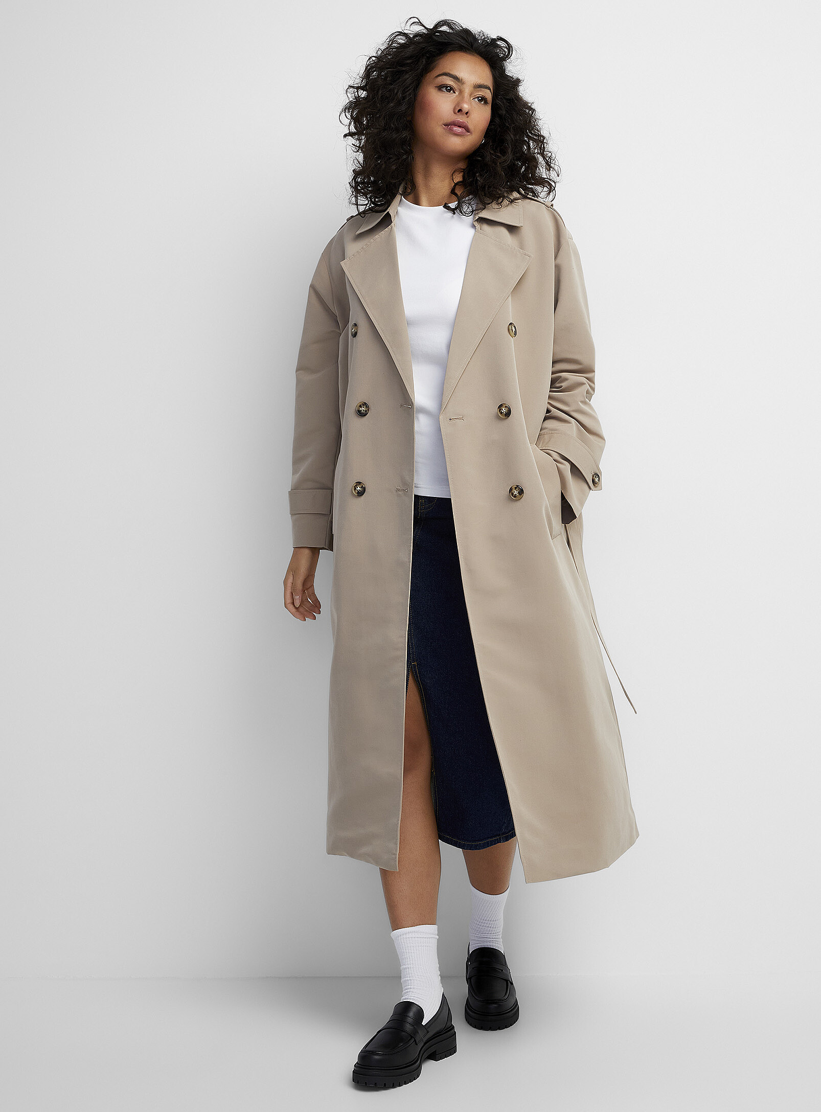 Vero Moda - Chloe belted long trench coat (Women, Beige, SMALL) | Simons