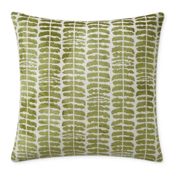 Stripe Velvet Jacquard Pillow Cover, 22" X 22", Green | Williams-Sonoma