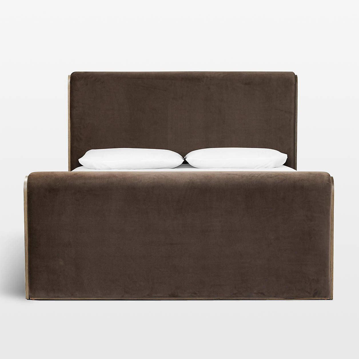 Sloane Cocoa Brown Upholstered Queen Bed | Crate & Barrel | Crate & Barrel