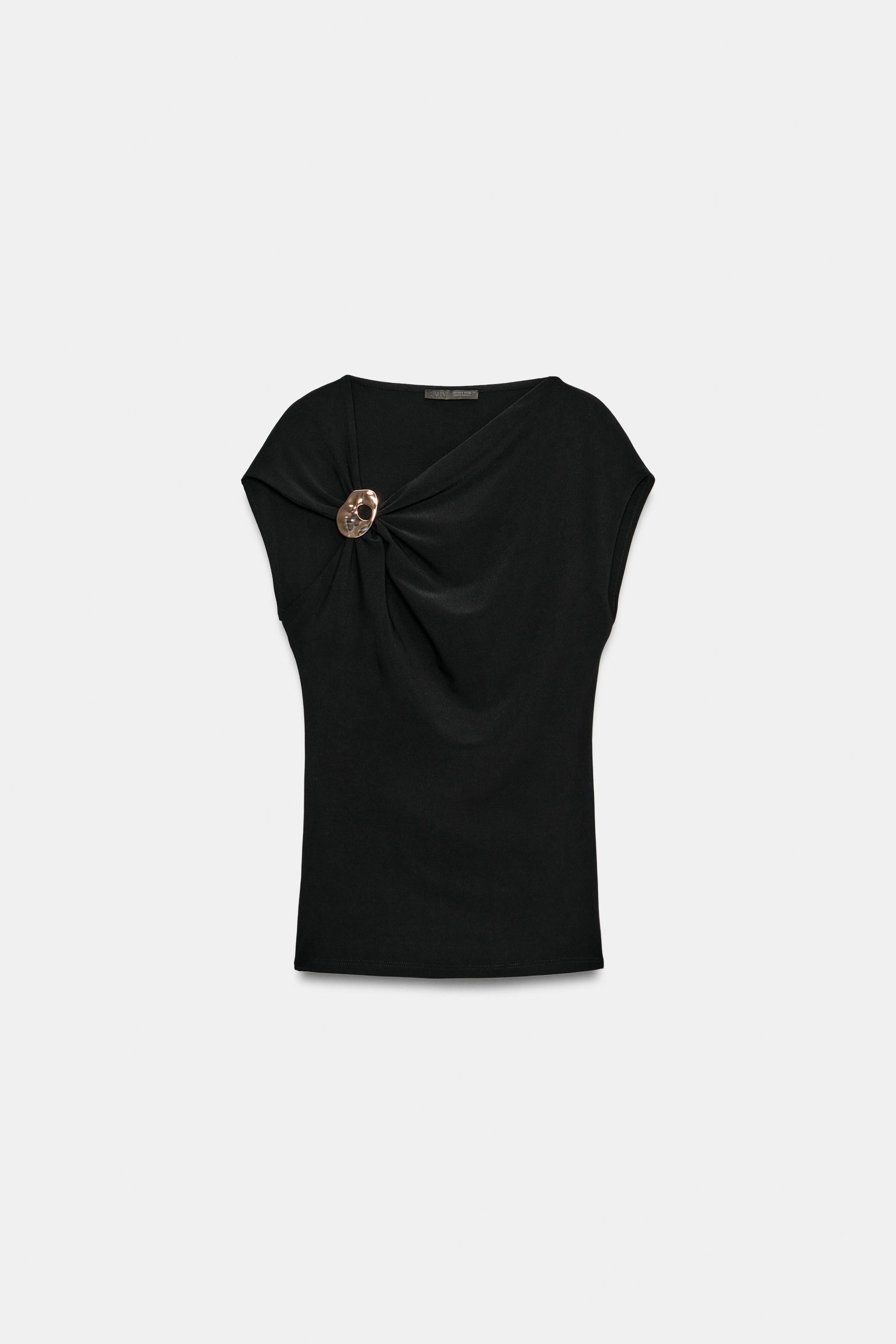 DRAPED TOP WITH METALLIC DETAIL | Zara UK