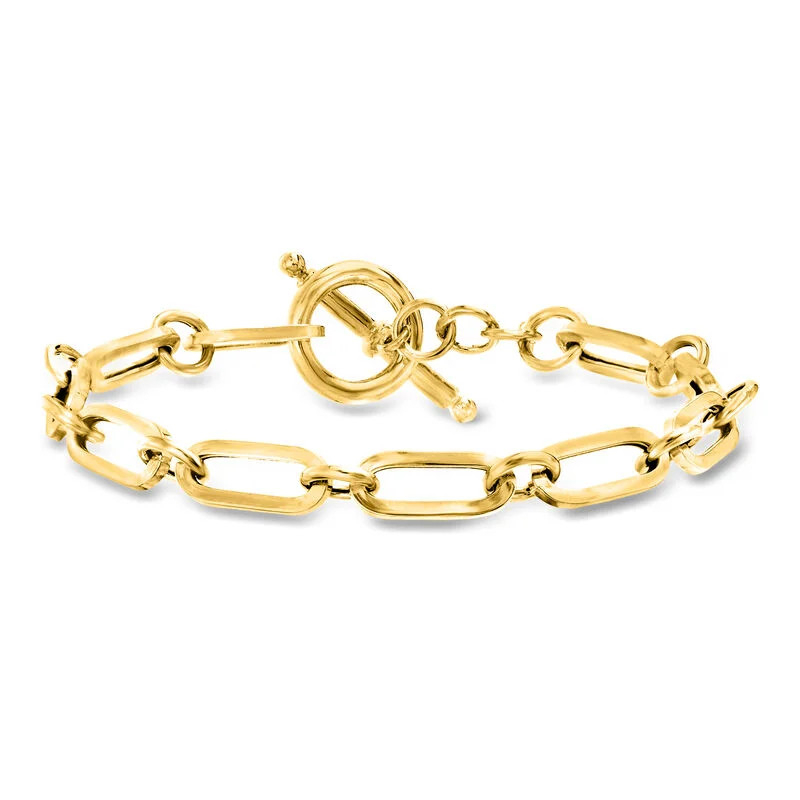 Italian 18kt Gold Over Sterling Paper Clip Link Toggle Bracelet | Ross-Simons