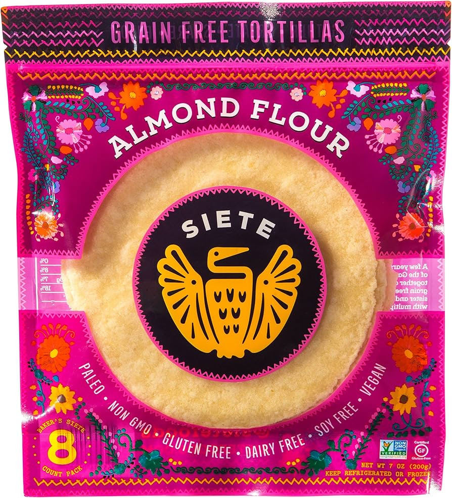Siete Almond Flour Tortillas, 7 Ounce (Pack of 1), 8 ct (Frozen) | Amazon (US)