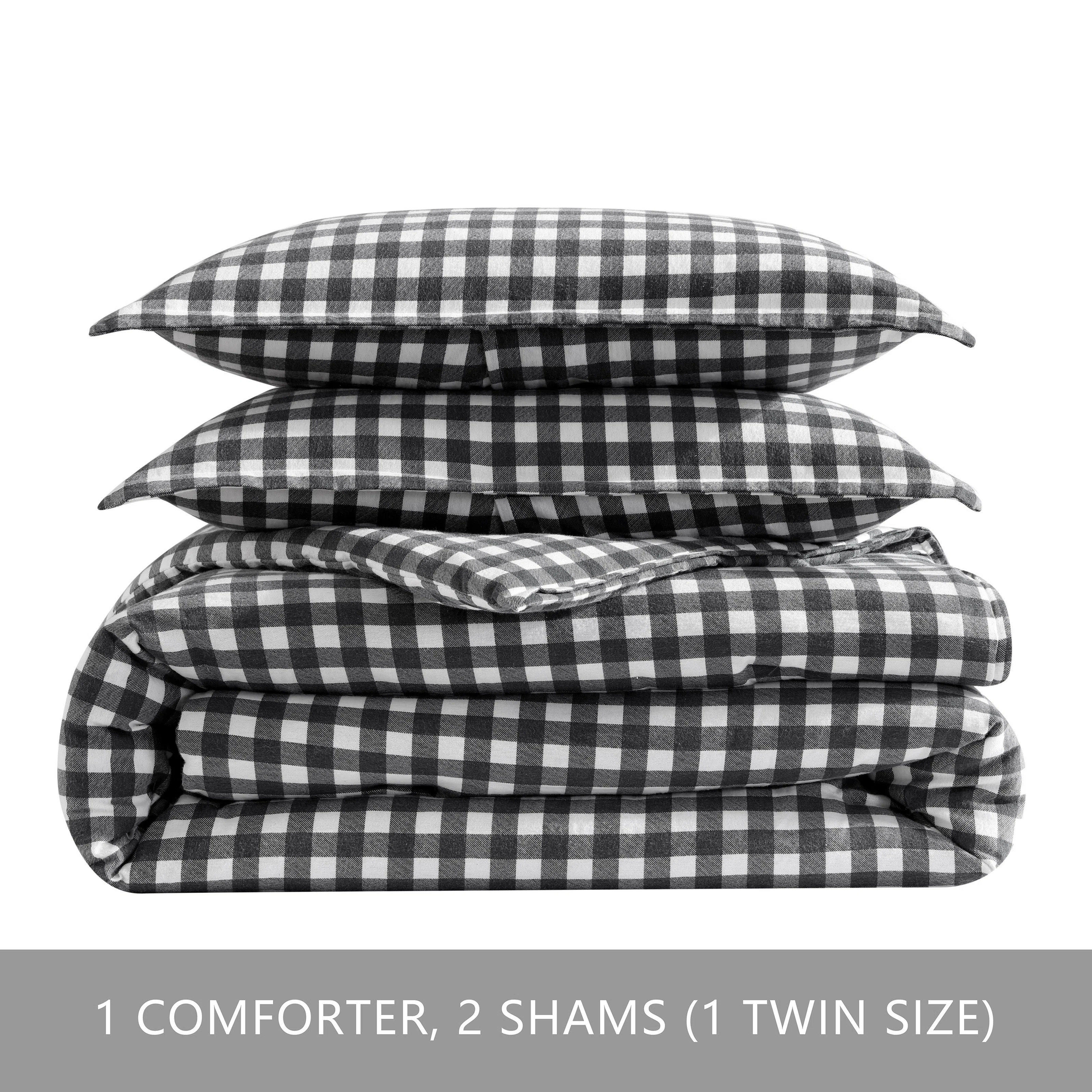 Eddie Bauer Preston Grey Cotton Flannel Reversible Comforter Set | Wayfair North America