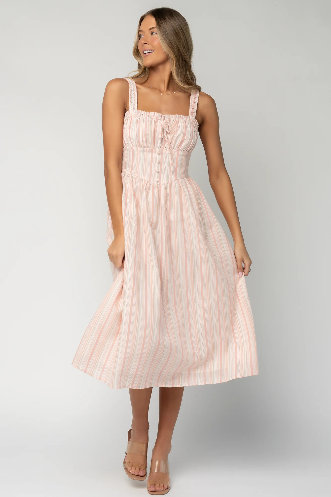 Melina Midi Dress — Peach Stripe Midi | Baltic Born | Baltic Born