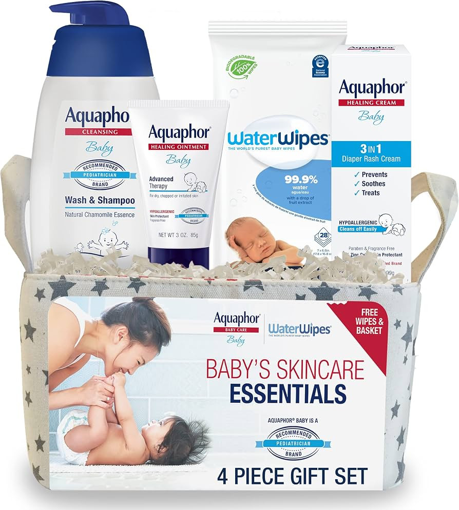 Aquaphor Baby Welcome Baby Gift Set - Free WaterWipes and Bag Included - Healing Ointment, Wash a... | Amazon (US)