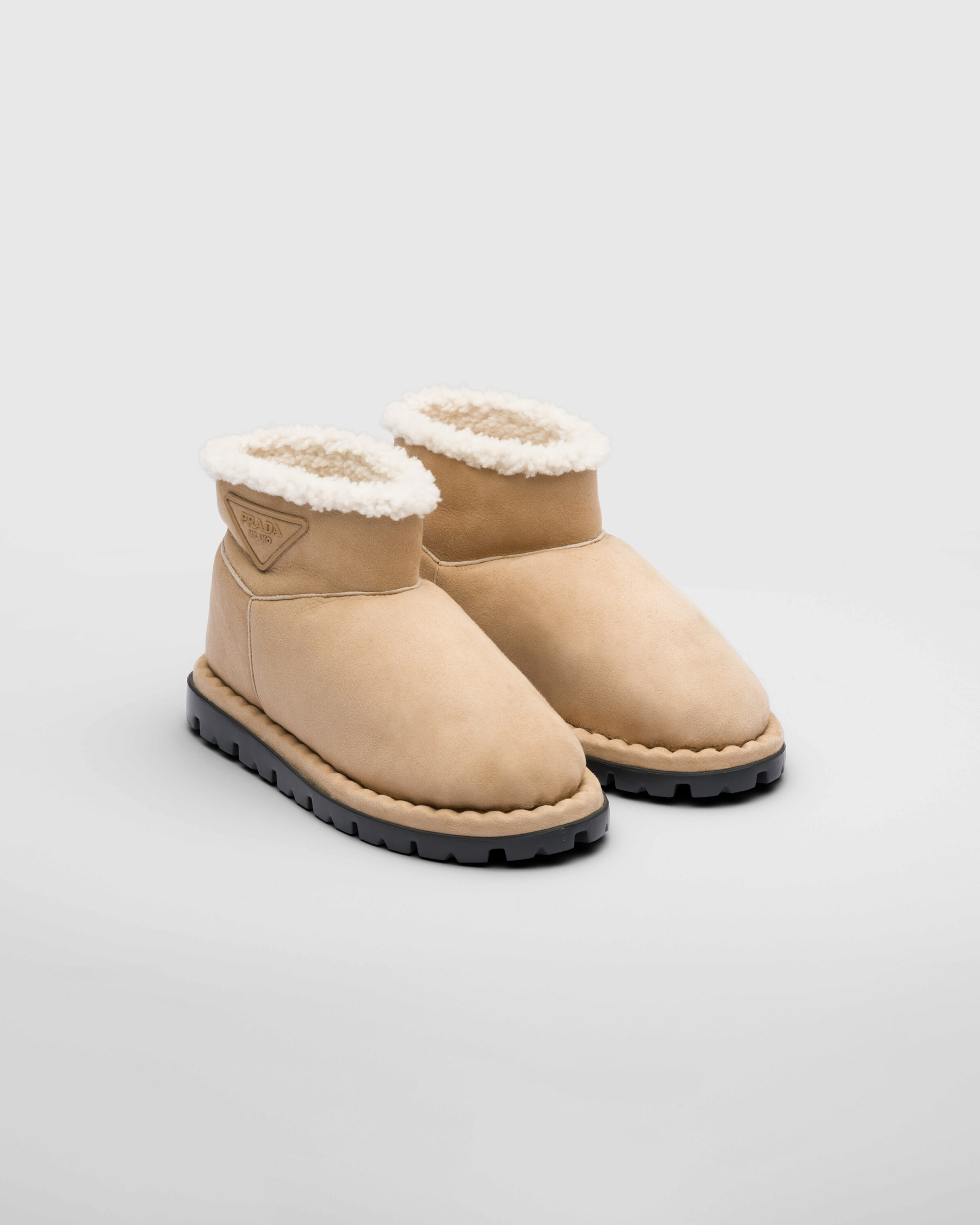 Shearling booties | Prada Spa US