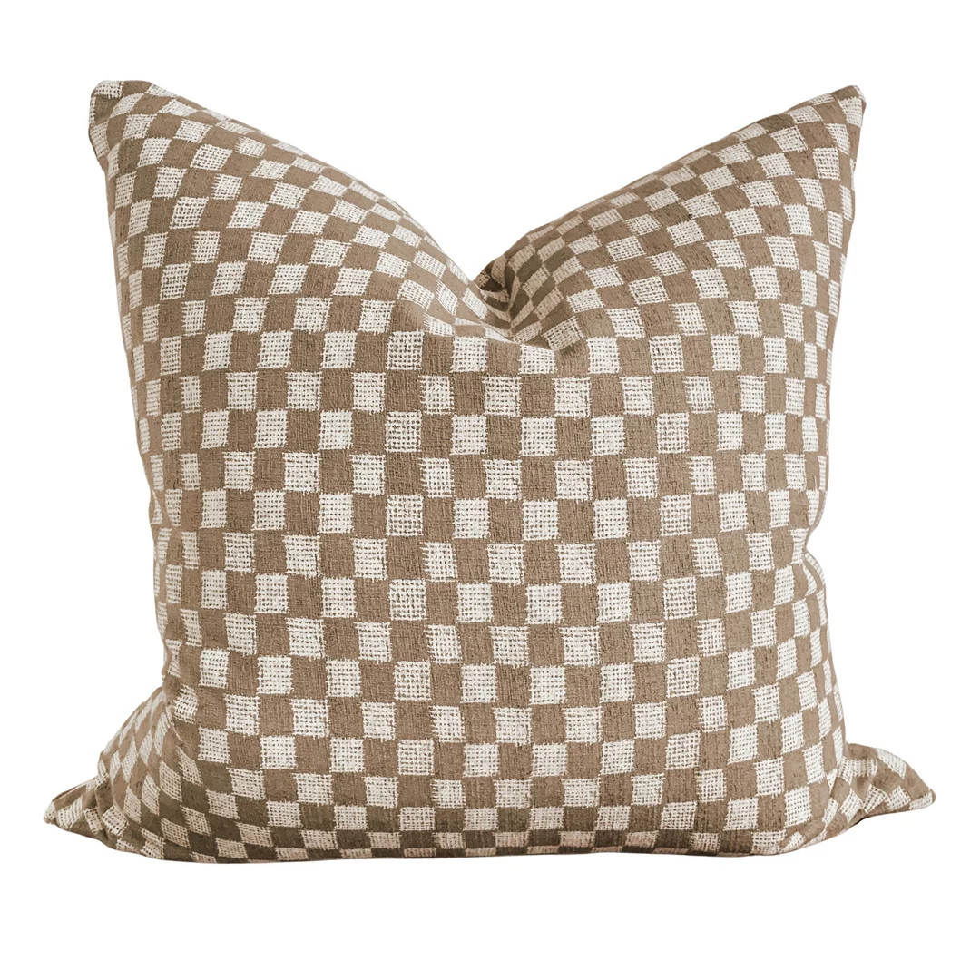 Pillow Cover // checkered textile, cozy neutral. | Etsy (US)