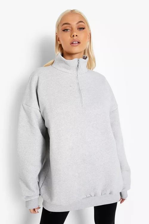 Oversized Half Zip Sweatshirt | Boohoo.com (US & CA)