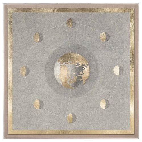 Veronica Hollywood Regency Gold Earth Moon Acrylic Frame Graphic Mixed Media | Kathy Kuo Home