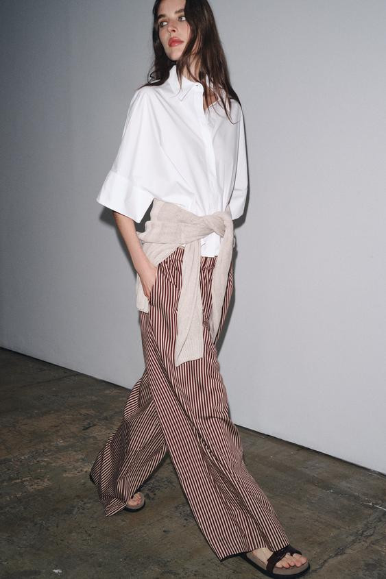 ZW COLLECTION STRIPED FLOWY PANTS | Zara US