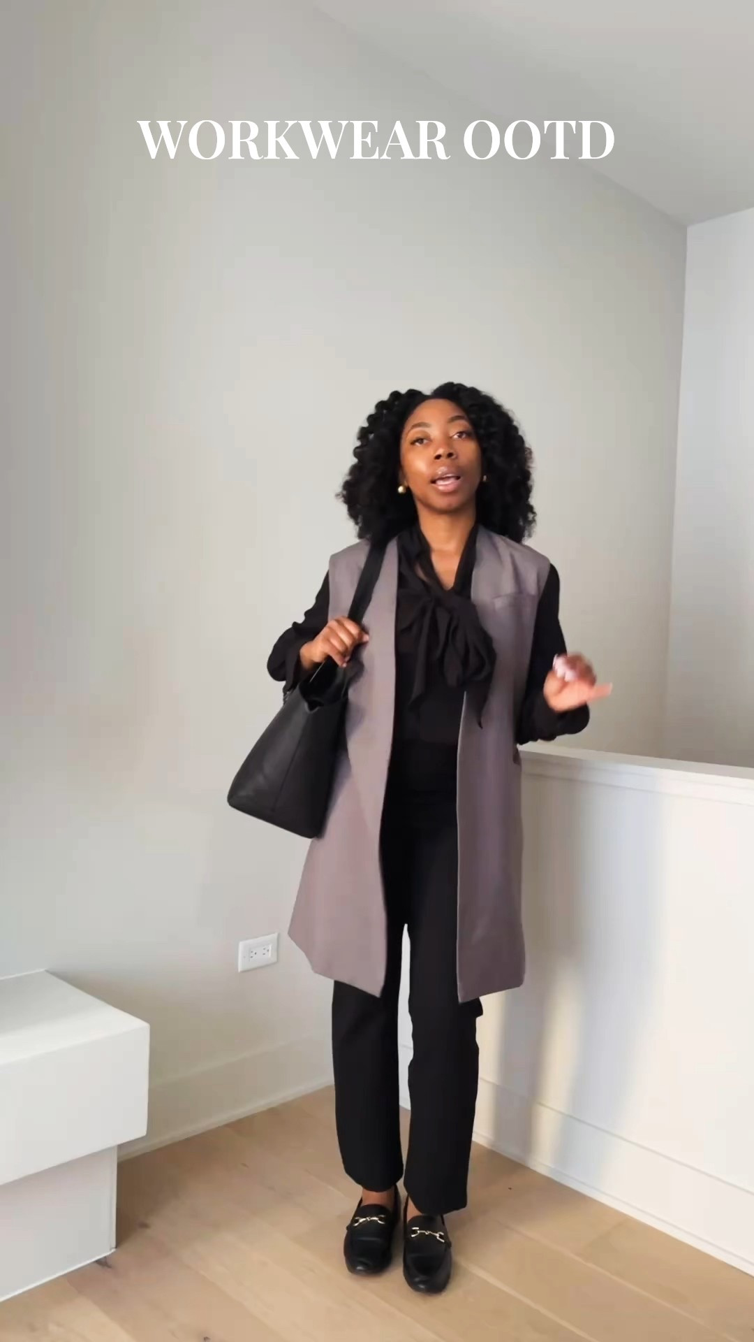 Black top: 6
Vest: size 4
Pants: M


#LTKWorkwear