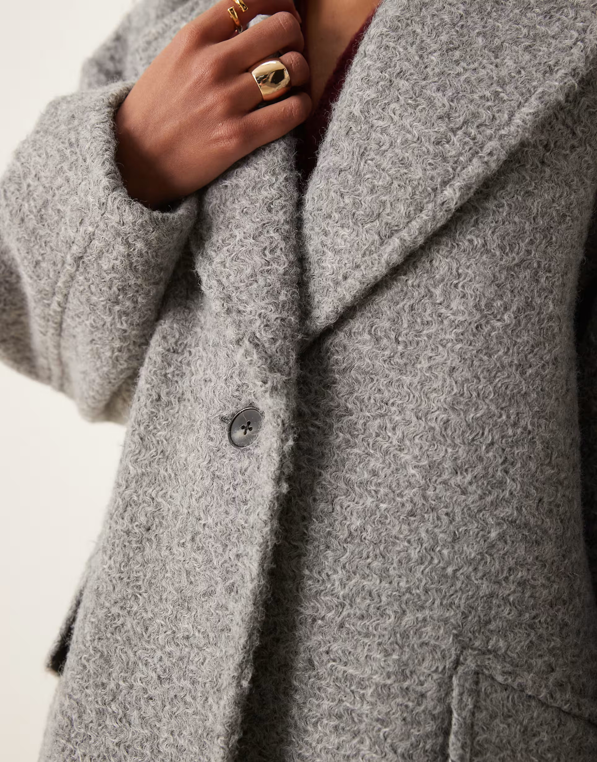 ASOS DESIGN chuck on cosy boucle coat in grey | ASOS (Global)