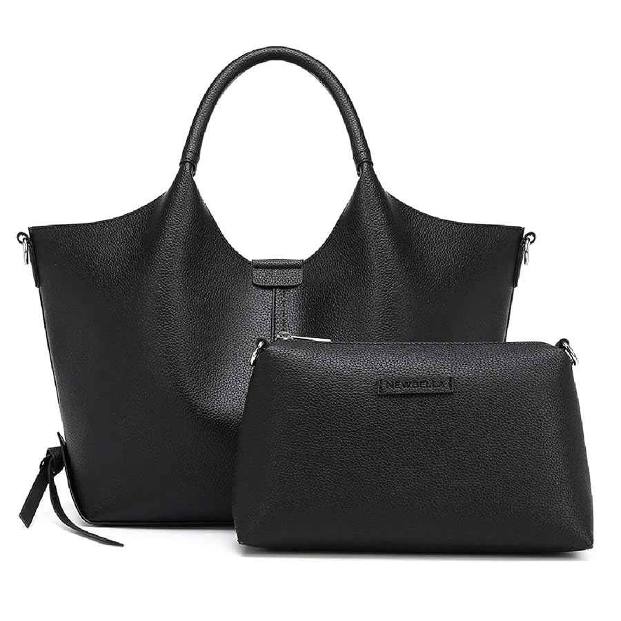 Women's Vegan Leather Tote Bag Fashionable Buckle Design Solid Color 2 PCS Set Top-Handle Bag | Amazon (US)