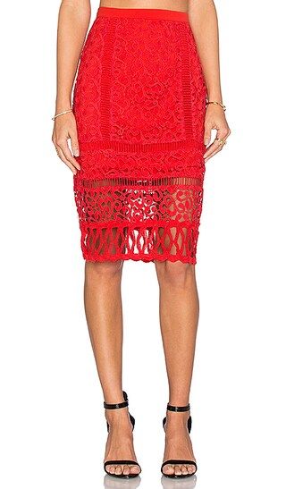 Greylin Melrose Lace Pencil Skirt in Hibiscus | Revolve Clothing