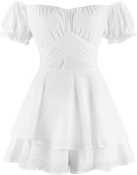 Visit the IBTOM CASTLE Store 3.7  45
IBTOM CASTLE Women Boho Romper Off Shoulder Ruffle Chiffon Shor | Amazon (UK)