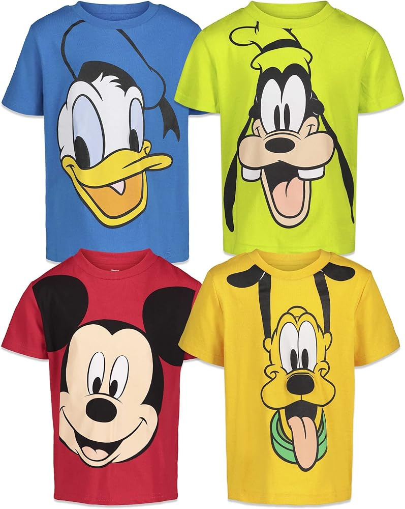 Disney Mickey Mouse Pluto Donald Duck Goofy Baby 4 Pack T-Shirts Infant to Big Kid | Amazon (US)