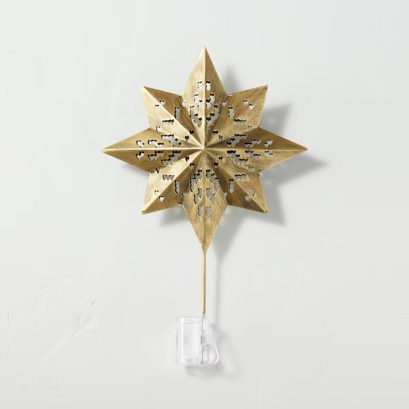 13" Perforated Geometric Star Christmas Tree Topper Brass Finish - Hearth & Hand™ w... | Target