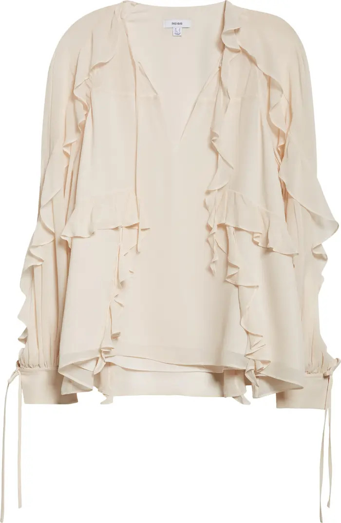 Zaria Ruffle Tie Neck Top | Nordstrom