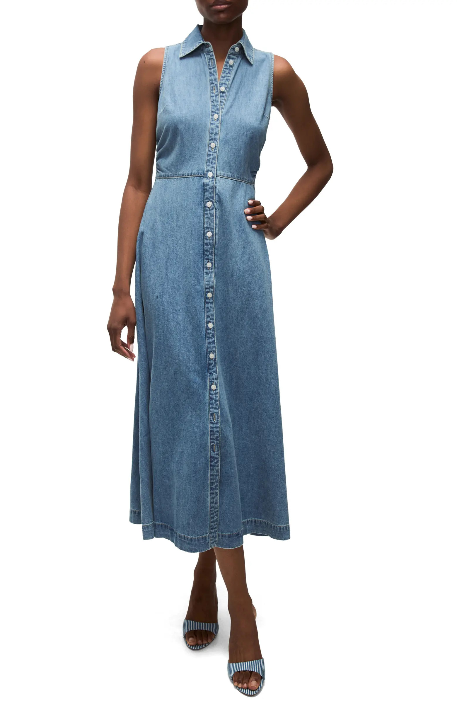 Fuller Sleeveless Denim Midi Shirtdress | Nordstrom