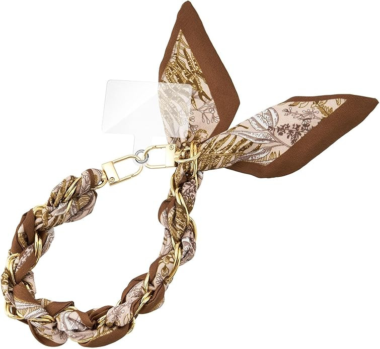 ZOOEASS Phone Wrist Lanyard Gold Metal Scarf Phone Charm Strap with Tether Tab Women Phone Chain ... | Amazon (US)