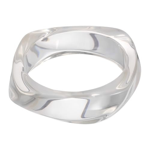 MECCANIXITY Chunky Irregular Acrylic Resin Bangle Bracelet for Women, Cuff Wide Geometric Stackable Bangles Tortoiseshell Acetate Wristband Bracelet Statement Jewelry, Transparent | Amazon (US)
