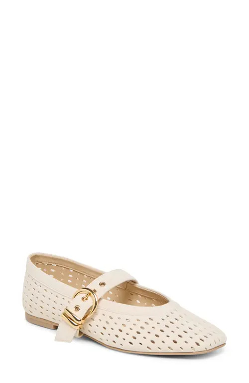 Dolce Vita Mikel Mary Jane Flat in Creme Perforated Suede at Nordstrom, Size 8 | Nordstrom