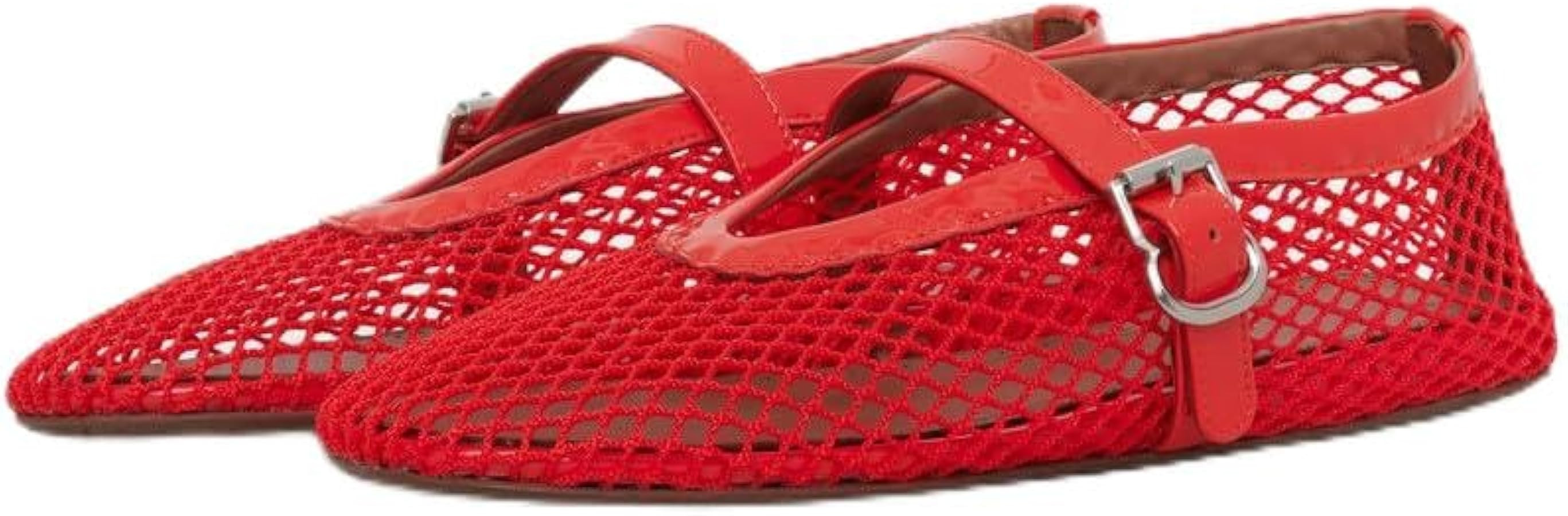 AMINUGAL Mesh Ballet Flats Shoes for Women Fashion Round Toe Fishnet Flats for Women Buckle Strap... | Amazon (US)