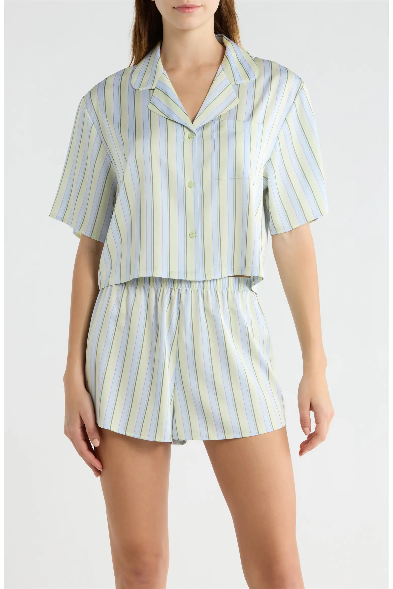 Boxy Stretch Satin Short Pajamas (Women) | Nordstrom | Nordstrom