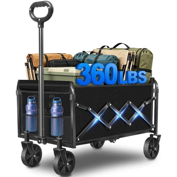 Kovryx Collapsible Wagon Cart Foldable, 360lbs Heavy Duty Folding Wagon with All-Terrain Wheels, ... | Walmart (US)