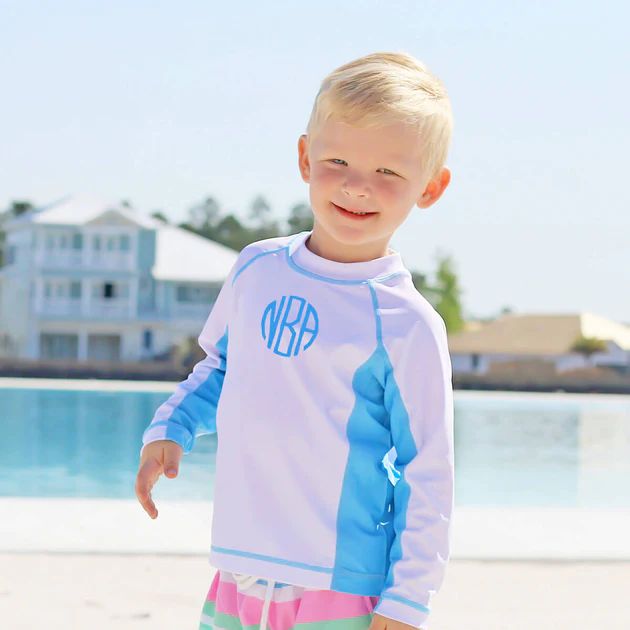 Long Sleeve Rash Guard White and Blue | Classic Whimsy