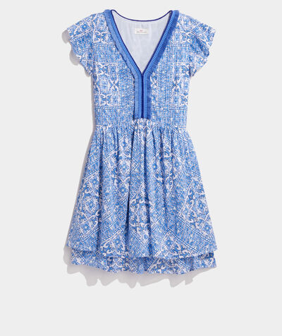 Cay Scarf Print Pintuck Dress | vineyard vines