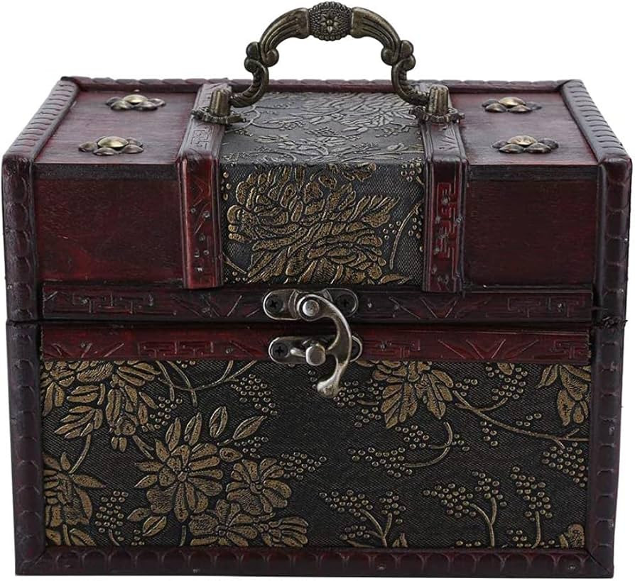 Vintage Wooden Storage Box, Portable Decorative Wooden Treasure Chest, 4 Styles Wooden Storage Tr... | Amazon (CA)