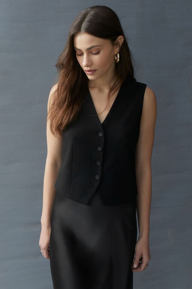 Millie Tailored Four Button Vest | Dynamite Clothing