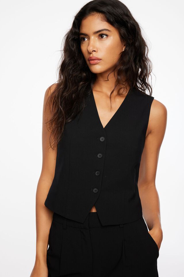 Millie Tailored Four Button Vest | Dynamite Clothing